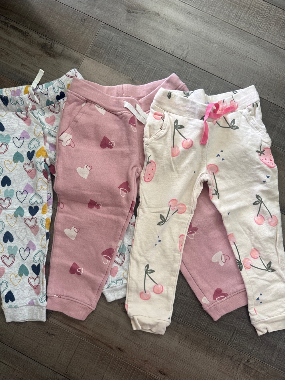 Kids Heart & Cherry Print Pink Jogger Pajama Pants - Pack